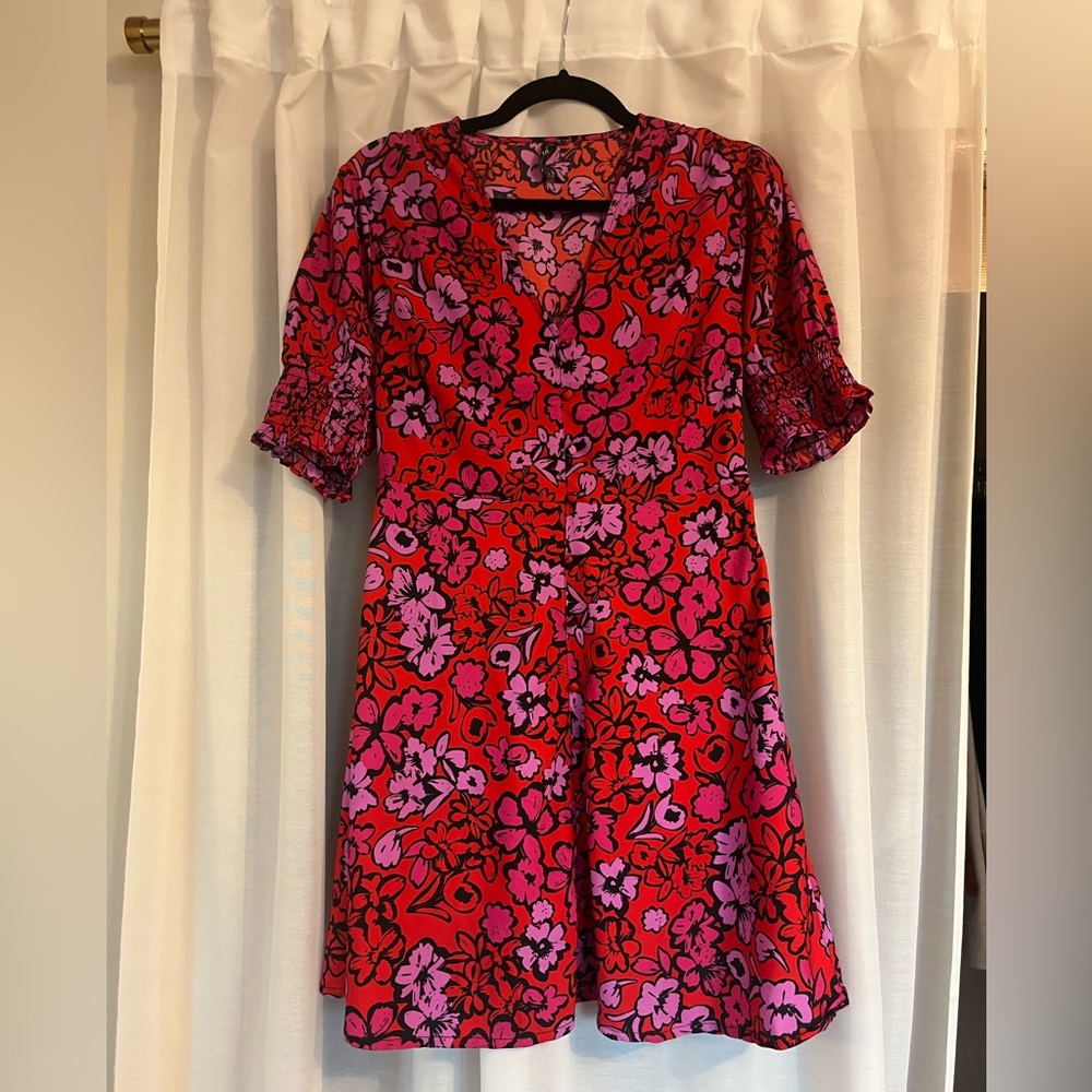 ASOS Women's Floral Red and Pink Dress